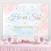 Lofaris Glitter Starry Cloud Watercolor Gender Reveal Backdrop